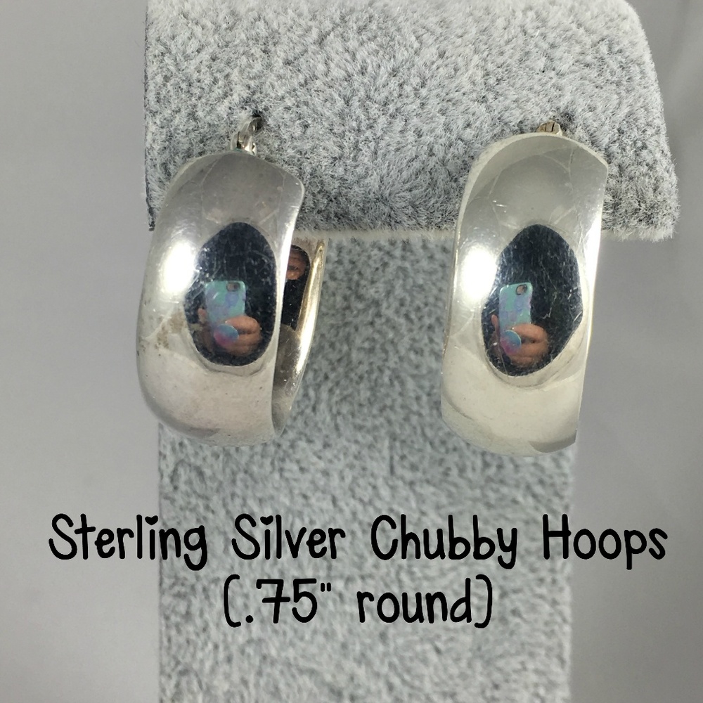 Sterling Silver Chubby Hoop Earrings